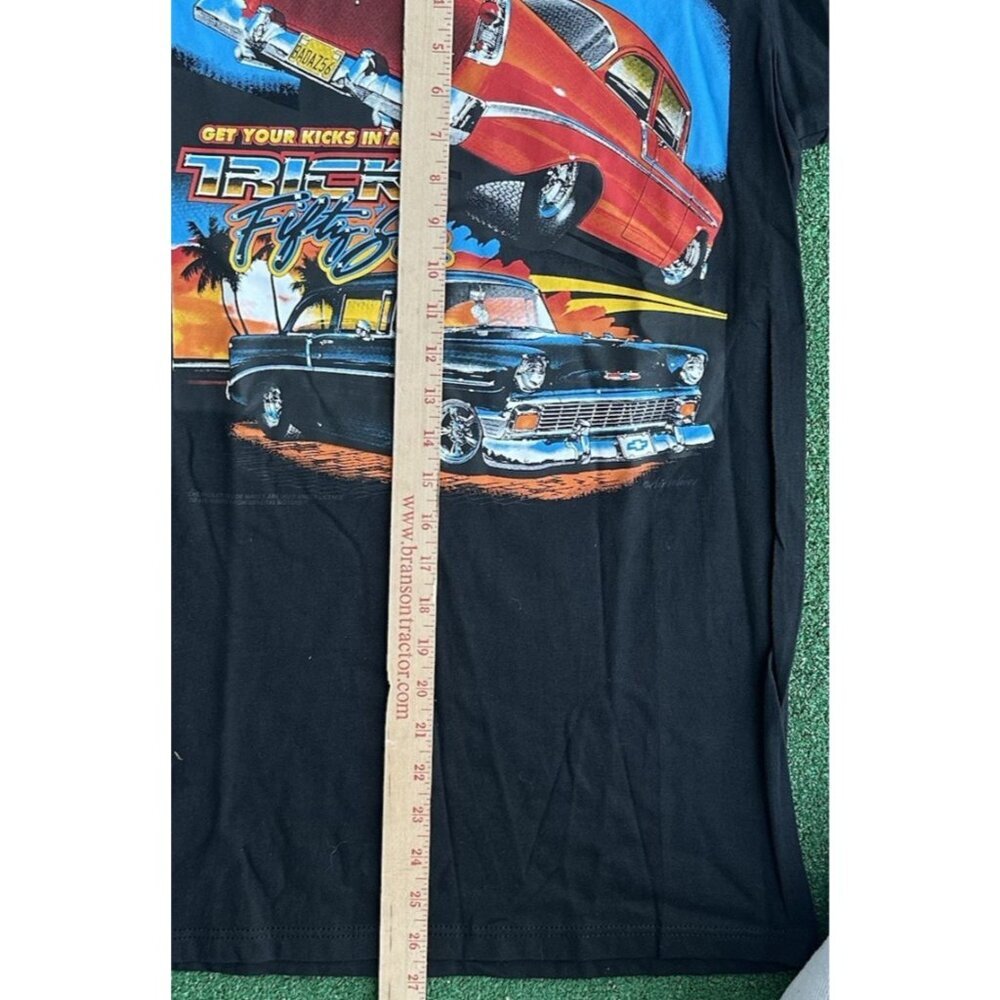 Vtg Airways Chevrolet Mens S Black Tee Get Your Kicks In A Trick Fifty Six - Picture 8 of 9
